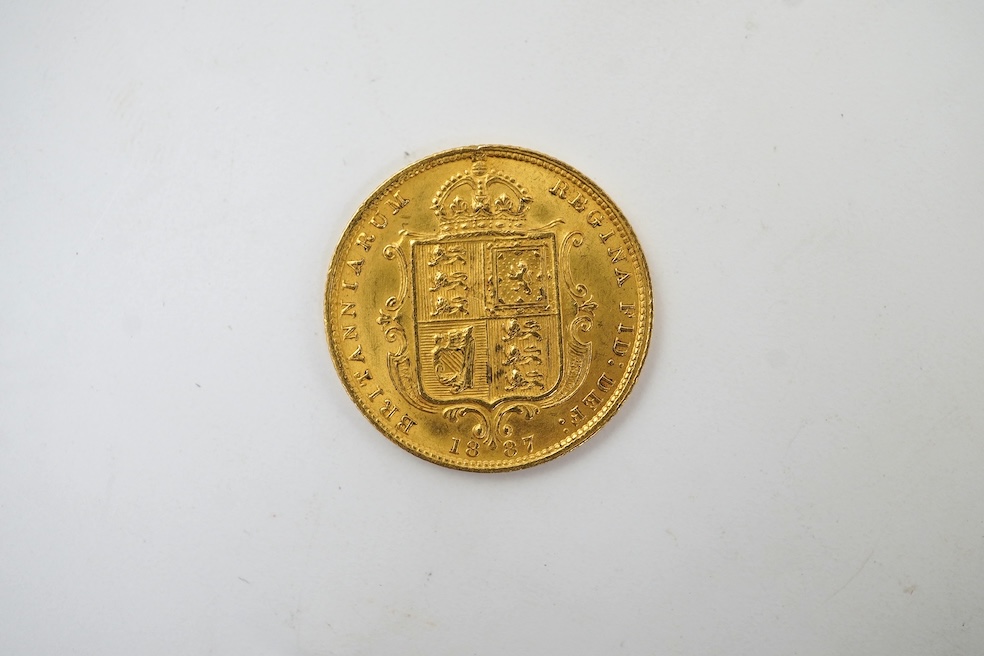 British gold coins, Victoria, gold half sovereign, Jubilee head, 1887, good VF
